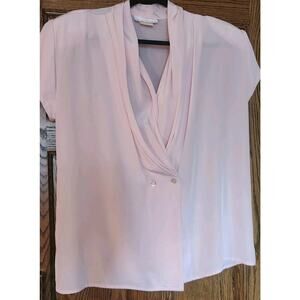 Vintage Anna Kriste Women's Pale Pink Draped Collar Blouse Top Sz 14